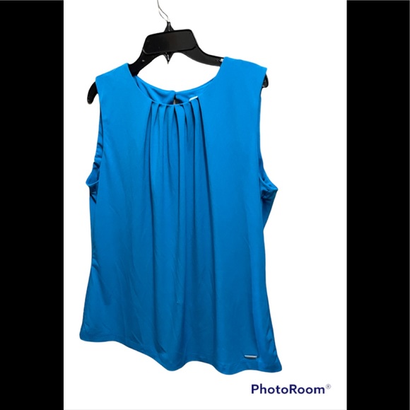 Calvin Klein Sleeveless Floral Blouse Pleated Neckline EUC - Picture 1 of 4